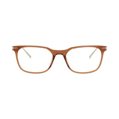 Pre-owned Saint Laurent Square-frame Recycled Acetate Optical Frames 'brown Gold Transparent' | Women's Size O