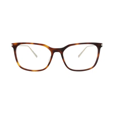 Pre-owned Saint Laurent Square-frame Recycled Acetate Optical Frames 'havana/gold/transparent' | Brown | Women