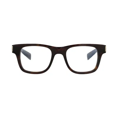 Pre-owned Saint Laurent Square-frame Recycled Acetate Optical Frames 'havana/transparent' | Brown | Men's Size