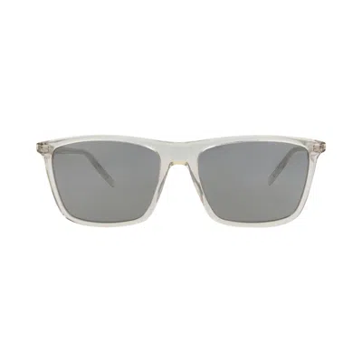 Pre-owned Saint Laurent Square-frame Recycled Acetate Sunglasses 'beige/silver' | Tan | Men's Size Onesize In Brown