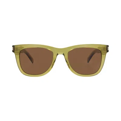 Pre-owned Saint Laurent Square-frame Recycled Acetate Sunglasses 'green/brown' | Men's Size Onesize