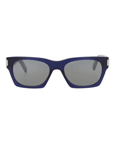 Pre-owned Saint Laurent Squareframe Recycled Acetate Sunglasses/30009329015) In Blue/silver (sl402