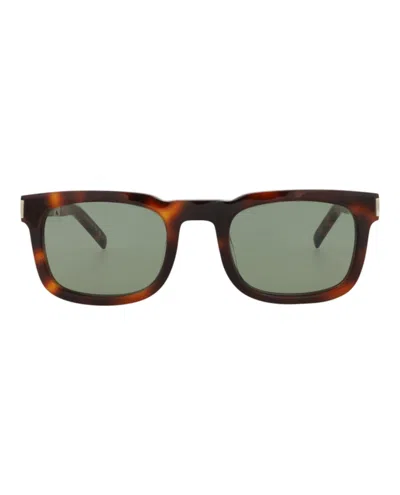 Pre-owned Saint Laurent Squareframe Recycled Acetate Sunglasses/30014111002) In Havana/gold/green (sl581