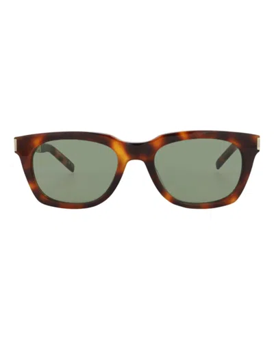 Pre-owned Saint Laurent Squareframe Recycled Acetate Sunglasses/30014114002) In Havana/gold/green (sl582
