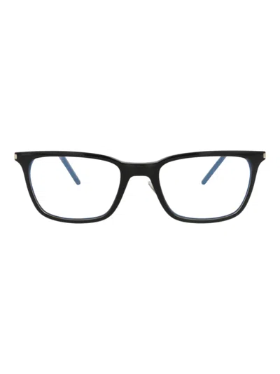 Saint Laurent Square/rectangle Acetate Men's Eyeglasses In Black