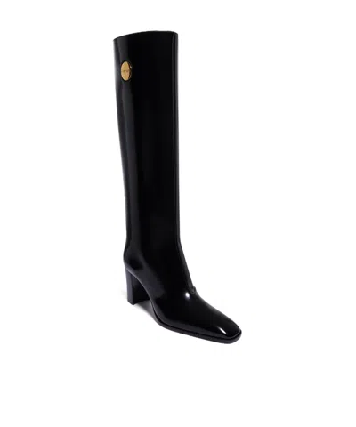 Saint Laurent Patent Leather High Boots In Black