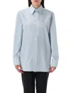 Saint Laurent Cassandre Striped Button-up Shirt In Blue
