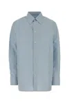 Saint Laurent Cassandre Striped Button-up Shirt In Blue