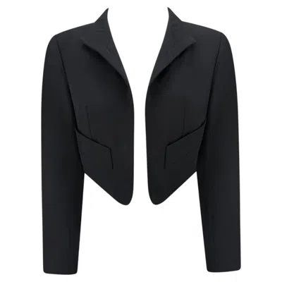Pre-owned Saint Laurent S/s 1990 Yves  Cropped Bolero Oversized Gold Button Jacket Fr34 In Black