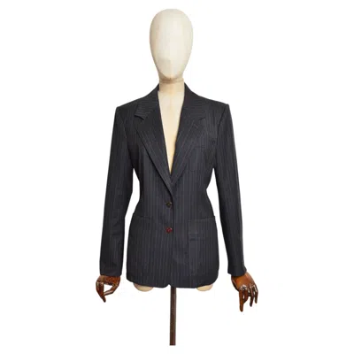 Pre-owned Saint Laurent S/s 2004 Yves  By Tom Ford Pinstriped Blazer - Jacket In Black