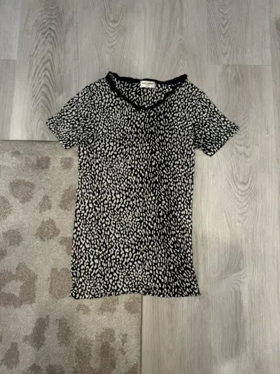 Pre-owned Saint Laurent S/s 2014 White/black Leopard Tee!!