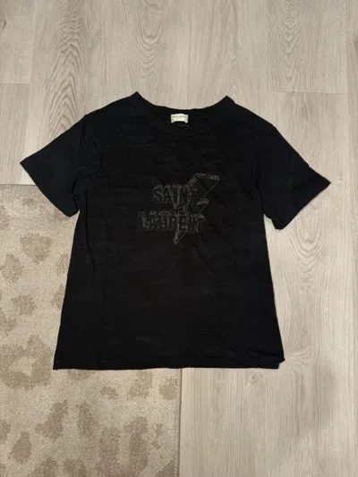 Pre-owned Saint Laurent S/s 2017 Distressed Effect Lightning Bolt Tee!! In Black