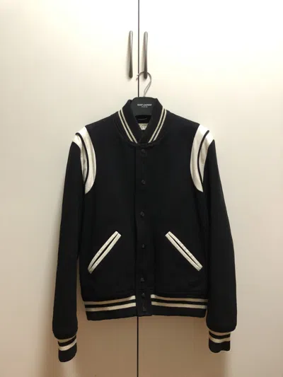 Pre-owned Saint Laurent Ss16 Classic Teddy Jacket Sz50 In Black
