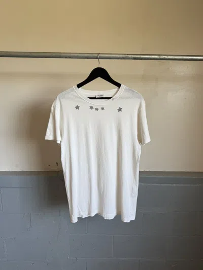 Pre-owned Saint Laurent Ss16 “surf Sound” Runway Star Tee - Hedi Slimane In White
