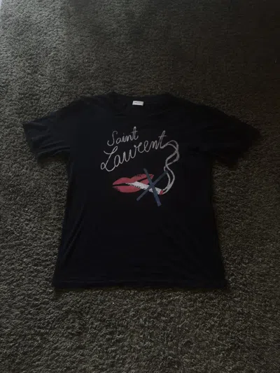 Pre-owned Saint Laurent Ss17  No Smoking Black Tshirt