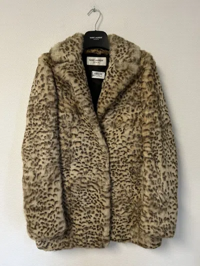 Pre-owned Saint Laurent Ss2020 1/1 Sample Leopard Fur Coat In Brown