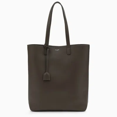 Saint Laurent Ss23 Khaki Leather Shopping Handbag For Women In Green