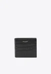 Saint Laurent Stamped Logo East/west Wallet In Croc-embossed Leather In Black