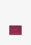 Saint Laurent Fuchsia Leather Credit Card Holder In Red