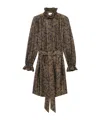 Saint Laurent Stand-neck Long-sleeved Dress In Brown