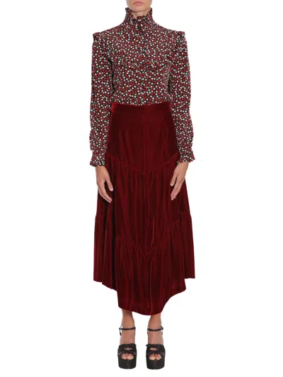 Saint Laurent Stand-up Collar Shirt In Brown