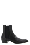 Saint Laurent Leather Chelsea Stanton Ankle Boots Low Heel In Black