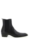 Saint Laurent Leather Chelsea Stanton Ankle Boots Low Heel In Black