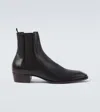 Saint Laurent Leather Chelsea Stanton Ankle Boots Low Heel In Black