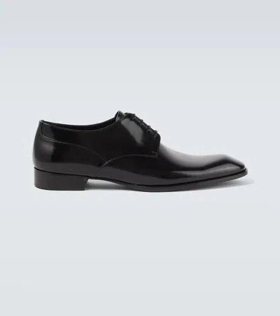 Saint Laurent Stanton Leather Derby Shoes In Black