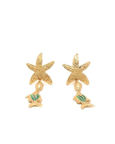 Saint Laurent Star Fish Clip-on Earrings In Gold