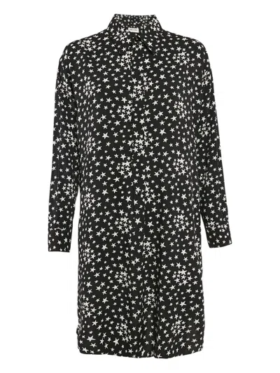 Pre-owned Saint Laurent Star-print Dress In Black