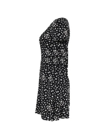 Pre-owned Saint Laurent Star-print Mini Dress In Black
