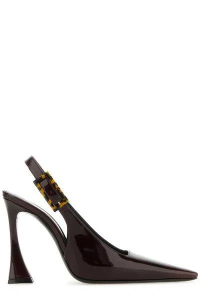 Saint Laurent Statement Pumps In Warm Amber For Women In Brown