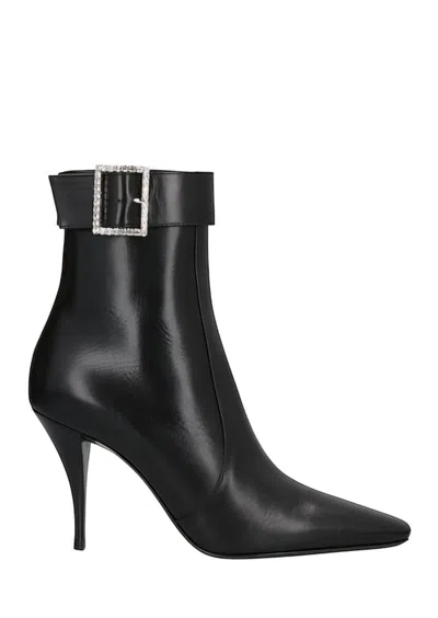 Saint Laurent Jill Square Toe Boots In Black