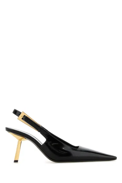 Saint Laurent Lee 75 Leather Slingback Pumps In Black