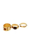 Saint Laurent Stone-detail Bracelets (set Of Three) In Gold