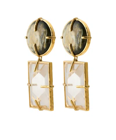 Saint Laurent Stone Drop Earrings In Transparent