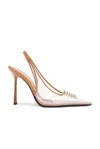 Saint Laurent Stone Slingback Pump In Transparent & Dark Macadamia