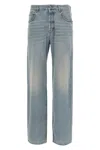 Saint Laurent Stonewashed Denim Trousers With Front And Back Pockets In Blue