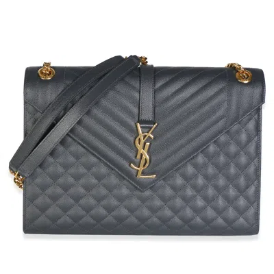 Pre-owned Saint Laurent Storm Grain De Poudre Matelasse Large Triquilt Monogram Satchel