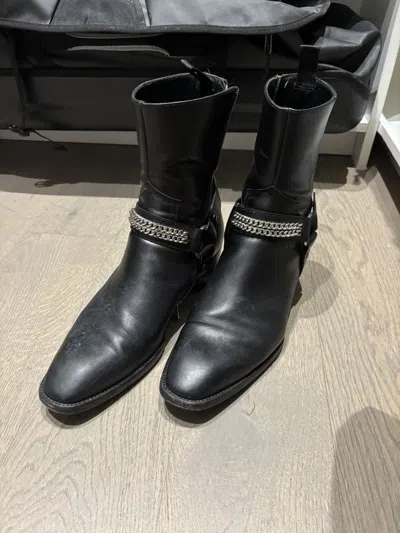 Pre-owned Saint Laurent Story Et Fall Chain Harness Boots