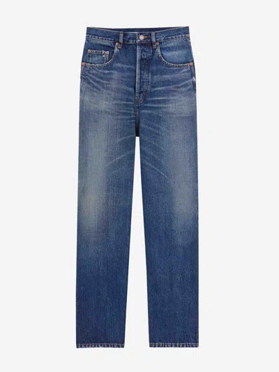 Saint Laurent Straight Cotton Jeans In Denim Dark Blue