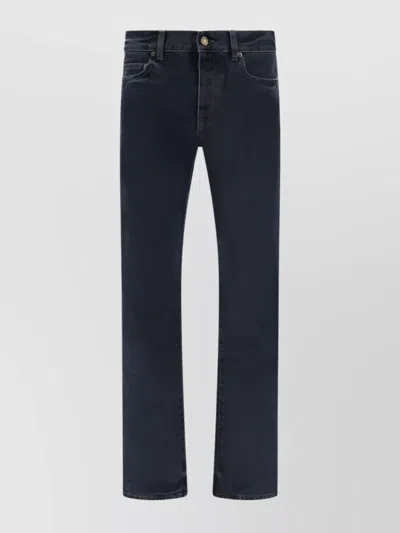 Saint Laurent Straight Cotton Jeans Monochrome Pattern In Blue