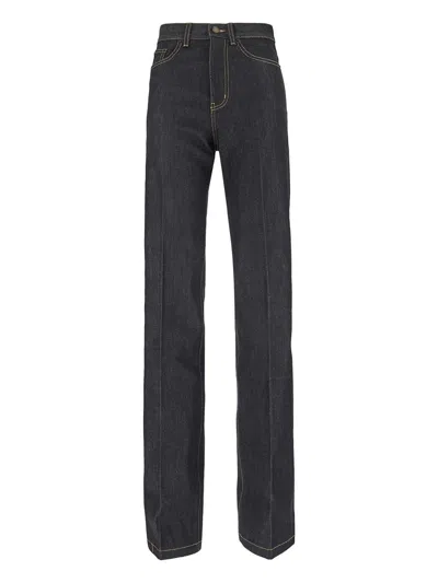 Saint Laurent Straight Jeans In Blue Raw