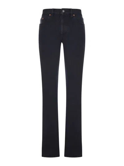 Saint Laurent Straight Jeans In Authentic Denim In Black