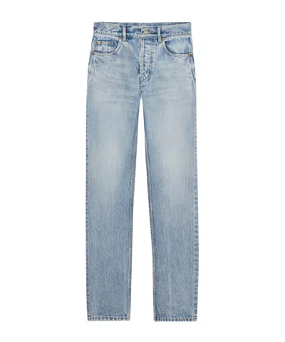 Saint Laurent Straight Jeans In South Blue Denim