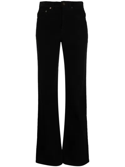 Saint Laurent Straight-leg Corduroy Trousers In Schwarz