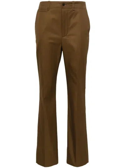 Saint Laurent Straight-leg Cotton Trousers In Brown