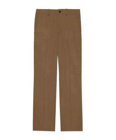 Saint Laurent Straight-leg Cotton Trousers In Green