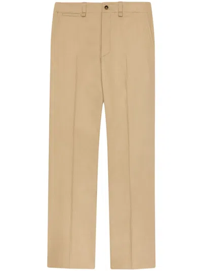 Saint Laurent Straight-leg Cotton Trousers In Neutrals